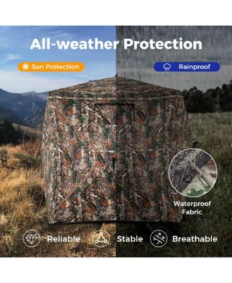 82 Inch Tall Hunting Blind 270° One Way See Through Ground Tent for 3-4 People