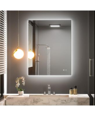LED Backlit Frameless Lighted Bathroom Wall Mirror Vanity Mirror Brightness Adjust