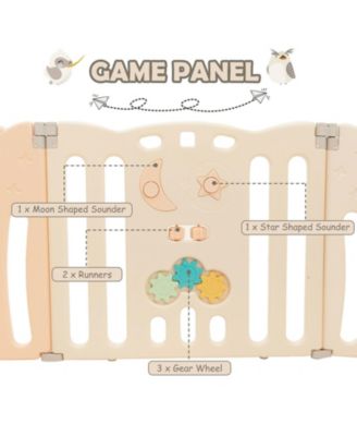 Kids 14-Panel Playpen Activity Center Foldable Play Yard with Lock Door