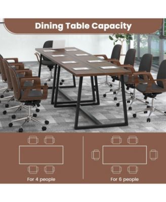 Large Dining Table with Heavy-duty Metal Frame and Anti-slip Foot Pads