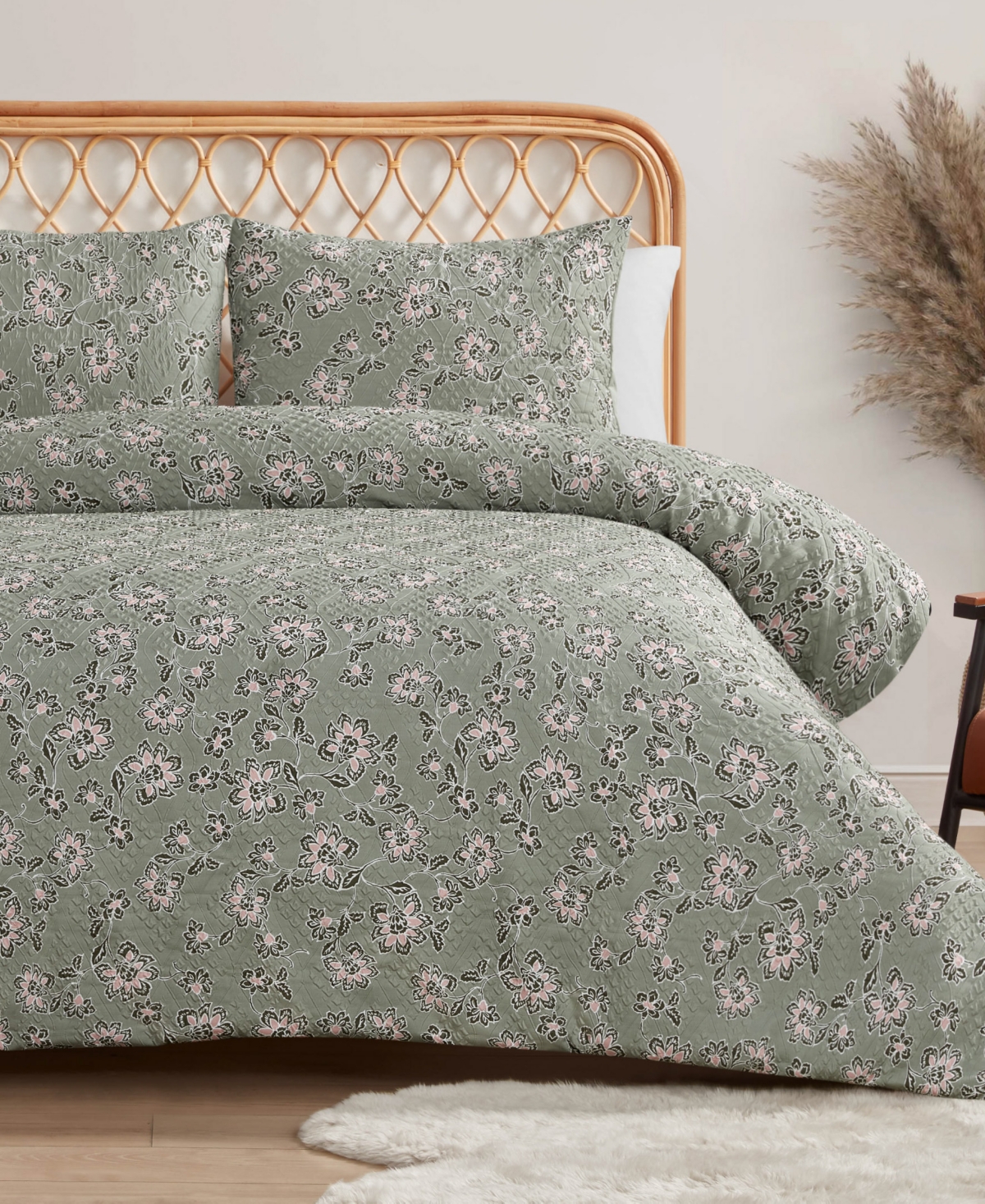 Jessica Simpson Botanical Embossed 2-pc. Duvet Cover Set, Twin/twin Xl In Sage Green