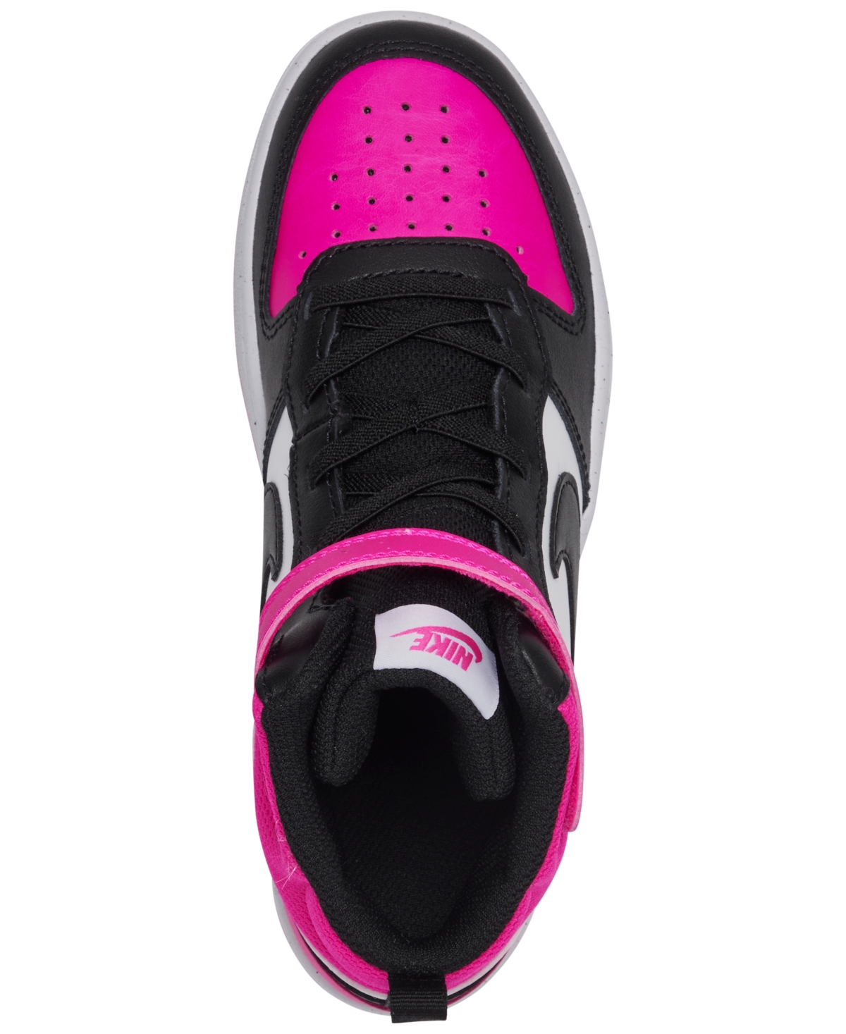 Nike Little Girls Court Borough Mid 2 Stay-Put Closure Casual Sneakers from Finish Line - Aster pink, Black