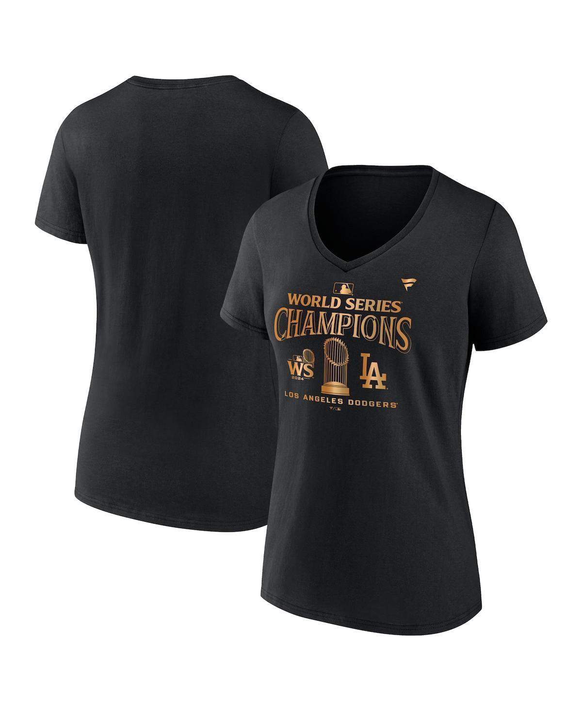 Fanatics Women's Black Los Angeles Dodgers 2024 World Series Champions Parade V-neck T-shirt In Black