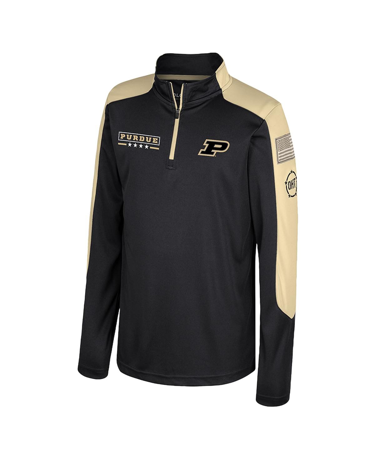 Colosseum Big Boys And Girls Black Purdue Boilermakers Oht Military Appreciation Cyclone Quarter-zip Windshirt In Black