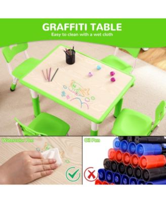 5-Pc HDPE Adjustable Graffiti Desktop Kids Activity Table Set