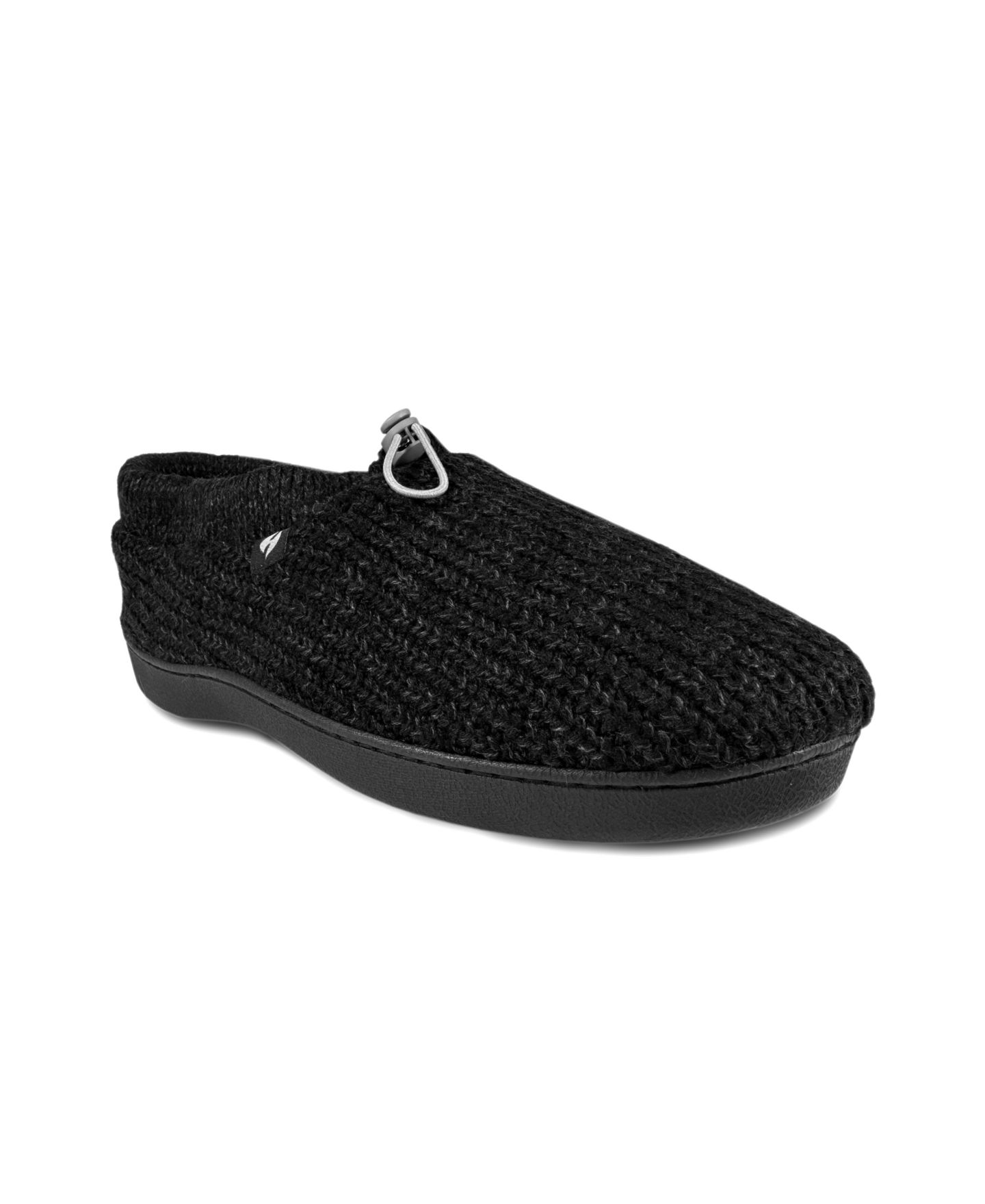 Мужские тапочки Heat Holders Noah Rib Knit Drawstring Slippers, цвет: Чёрный — фото 1