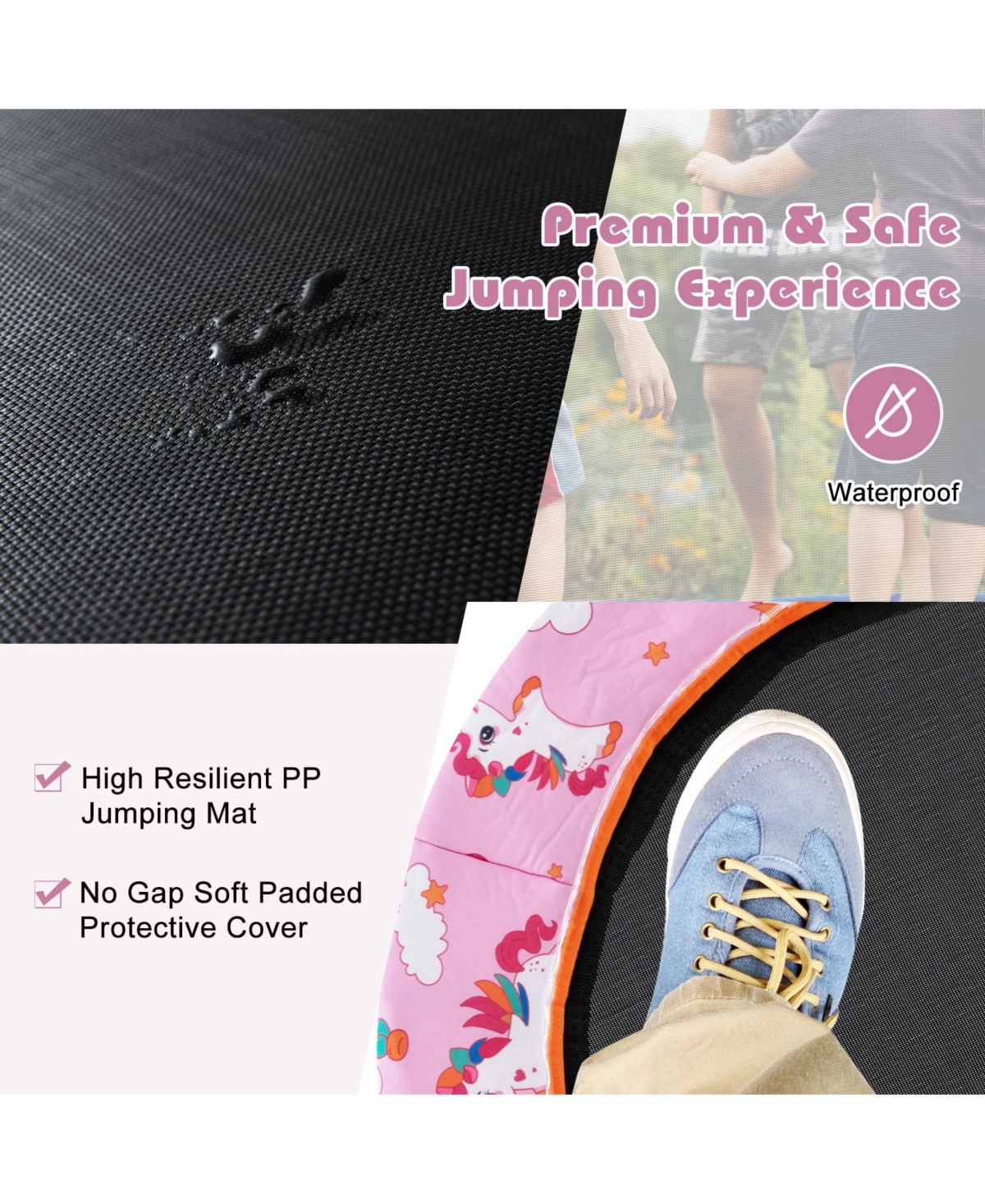 Gouun Mini Trampoline with Colorful Led Lights and Bluetooth Speaker