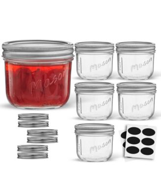 Wide Set of 6 Mason Jars with Airtight Lids