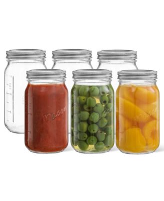 Wide Set of 6 Mason Jars with Airtight Lids