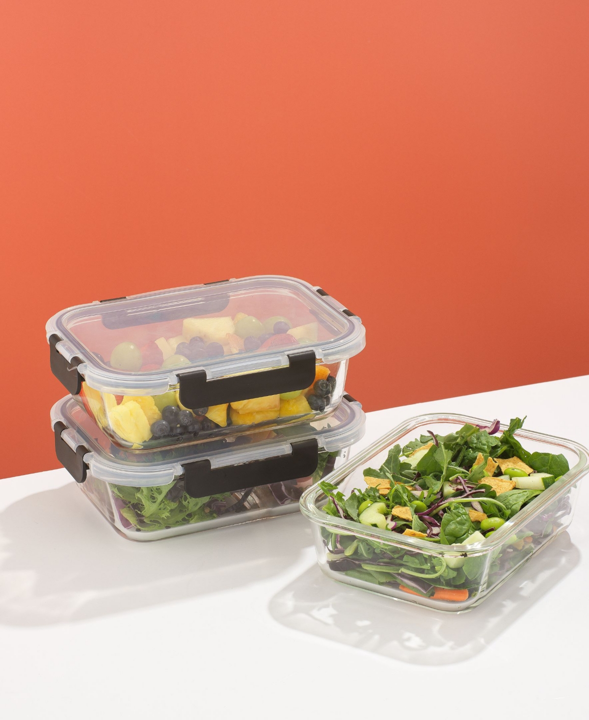 Shop Joyjolt 2-sectional Set Of 5 Food Prep Storage Containers In Black