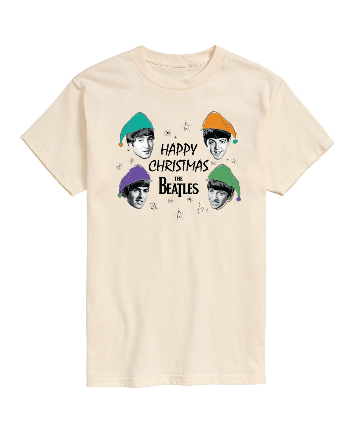 Men's The Beatles Happy Christmas Short Sleeve Tee - Beige/Khaki