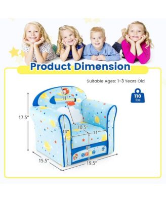 Toddlers Sofa Chair with Velvet Fabric Cover High Density Sponge Filling