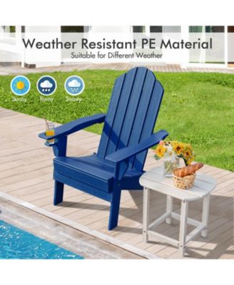 Foldable Weather Resistant Patio Chair with Built-in Cup Holder