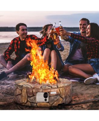 28 Inch Propane Gas Fire Pit Outdoor 40 000 BTU Stone