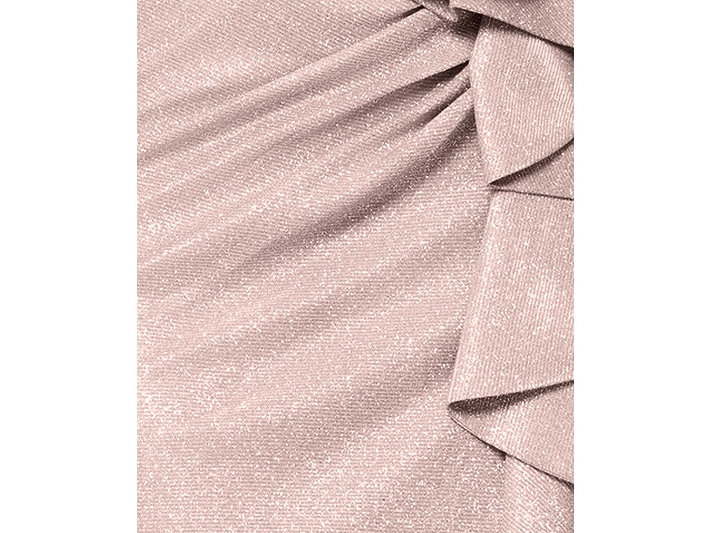 Женские платья XSCAPE Metallic Off-The-Shoulder Ruffled Gown, цвет: Пудровый / Серебряный — фото 5
