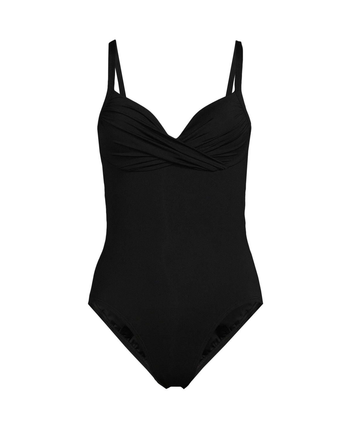 Lands' End Women's D-Cup Sculpting Suit Targeted Control Draped High Leg One Piece Swimsuit