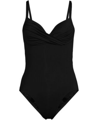 Petite Sculpting Suit Targeted Control Draped High Leg One Piece Swimsuit
