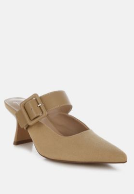 Womens Onagra Microfiber Pointy Slip-On Mules