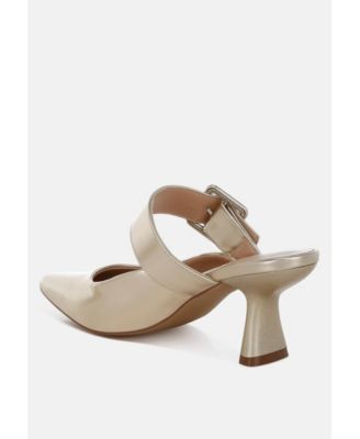 Bismi Large Buckle Kitten Heel Mules