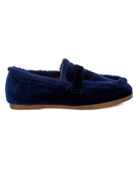 Женские туфли Rag & Co Bastian Fur Detail Velvet, цвет: Тёмный синий