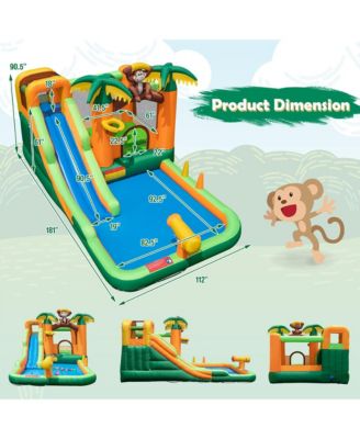 Inflatable Water Slide Park Monkey Bounce House Splash Pool without Blower