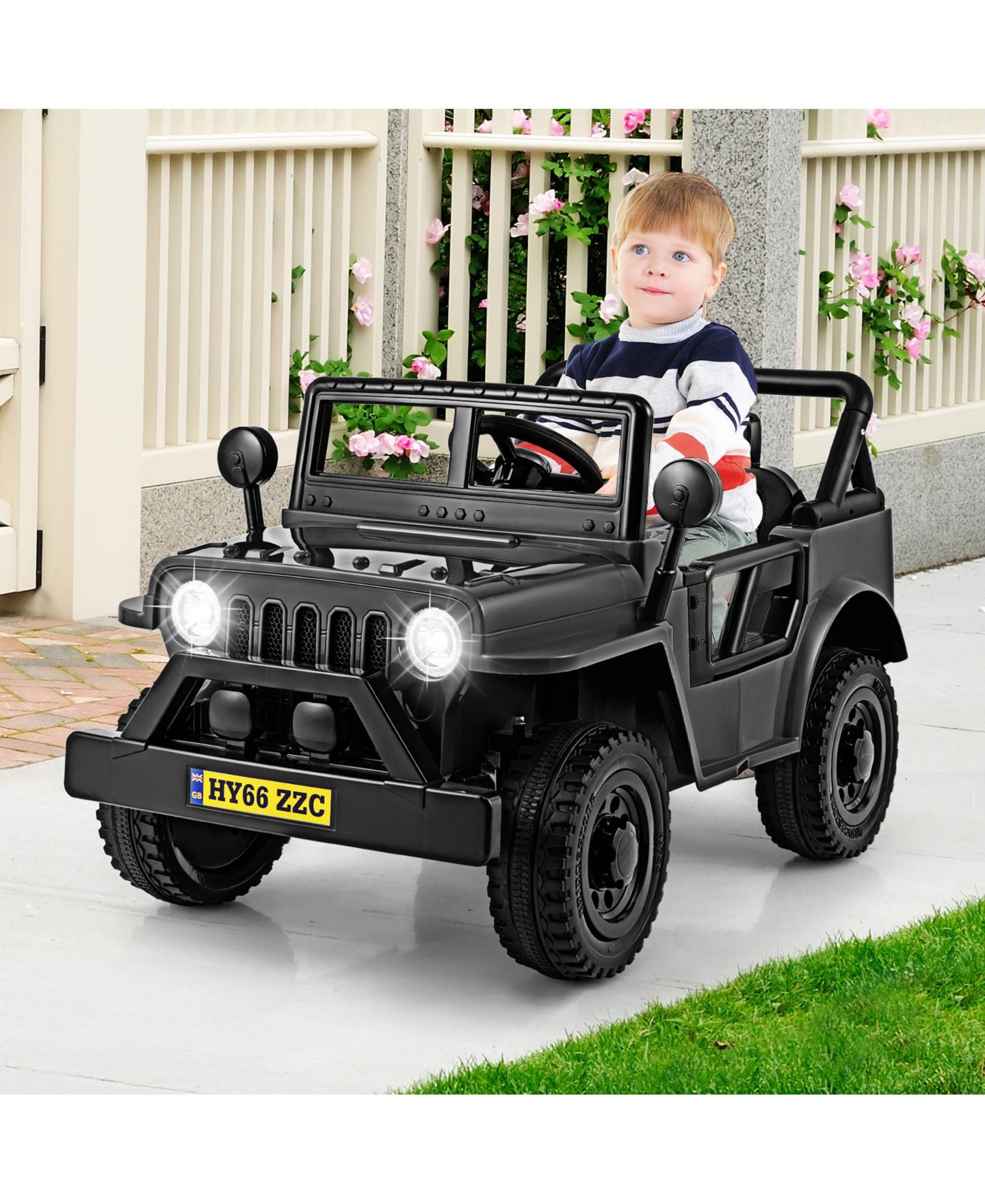 Детская игрушка Gymax 12V Ride-On Truck 39"L x 24.4"W x 24.4"H, Remote Control Ride-On Toy, 66 lbs. Capacity, Ages 3+, цвет: Чёрный — фото 4