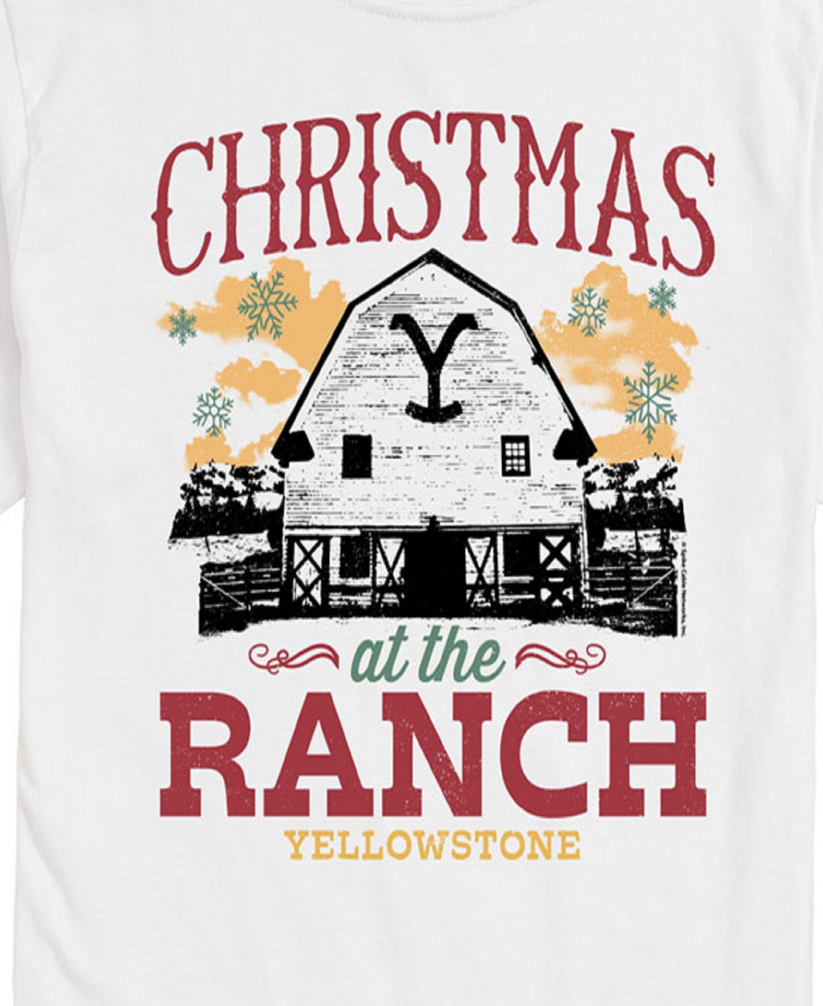 Airwaves Men's Yellowstone Christmas Ranch Rules Short Sleeve Tee In White