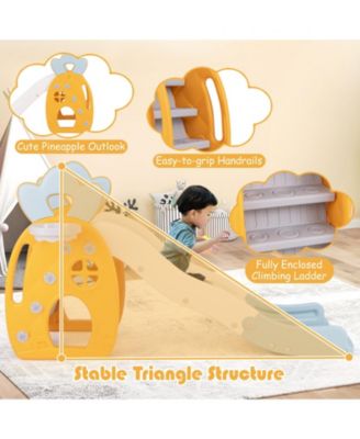 Foldable Slide with Basketball Hoop and Buffer Zone for Kids Aged 3+ Years Old