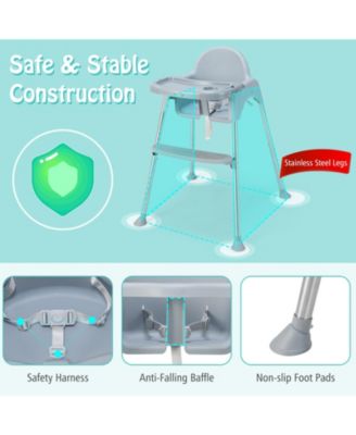 4-in-1 Convertible Baby High Chair with Removable Double Tray