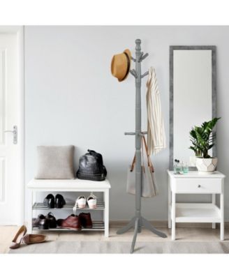 Entryway Height Adjustable Coat Stand with 9 Hooks