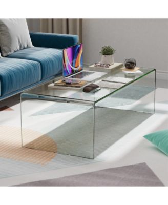42 x 19.7 Inch Tempered Glass Table with Rounded Edges