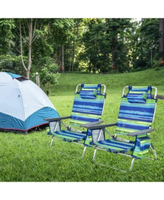 4-Pack 5-Position Outdoor Folding Backpack Beach Reclining Chair with Pillow