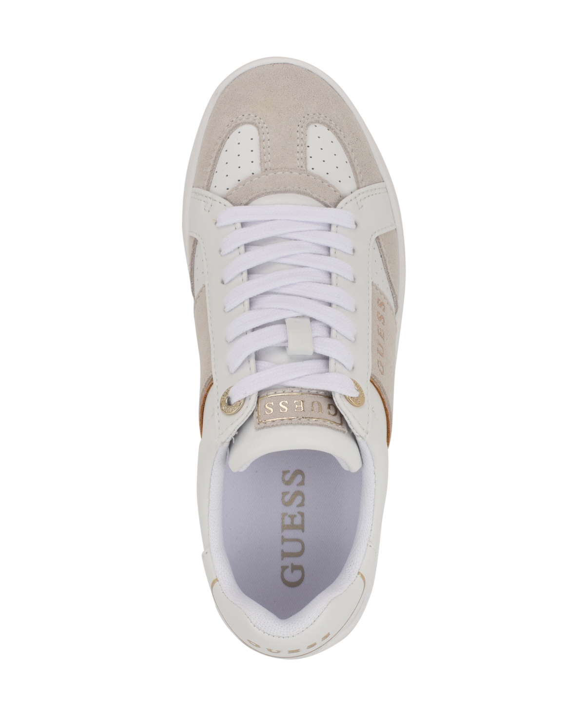 Guess Women's Jrone Lace-up Low Profile Court Sneakers In White,grey