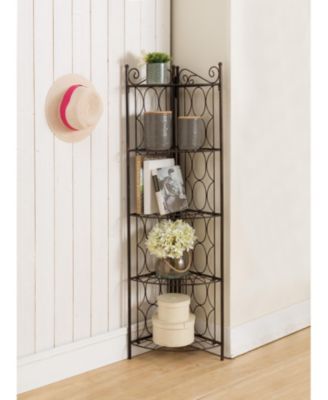 Brushed Copper Metal 5 Tier Shelf Corner Rack Unit