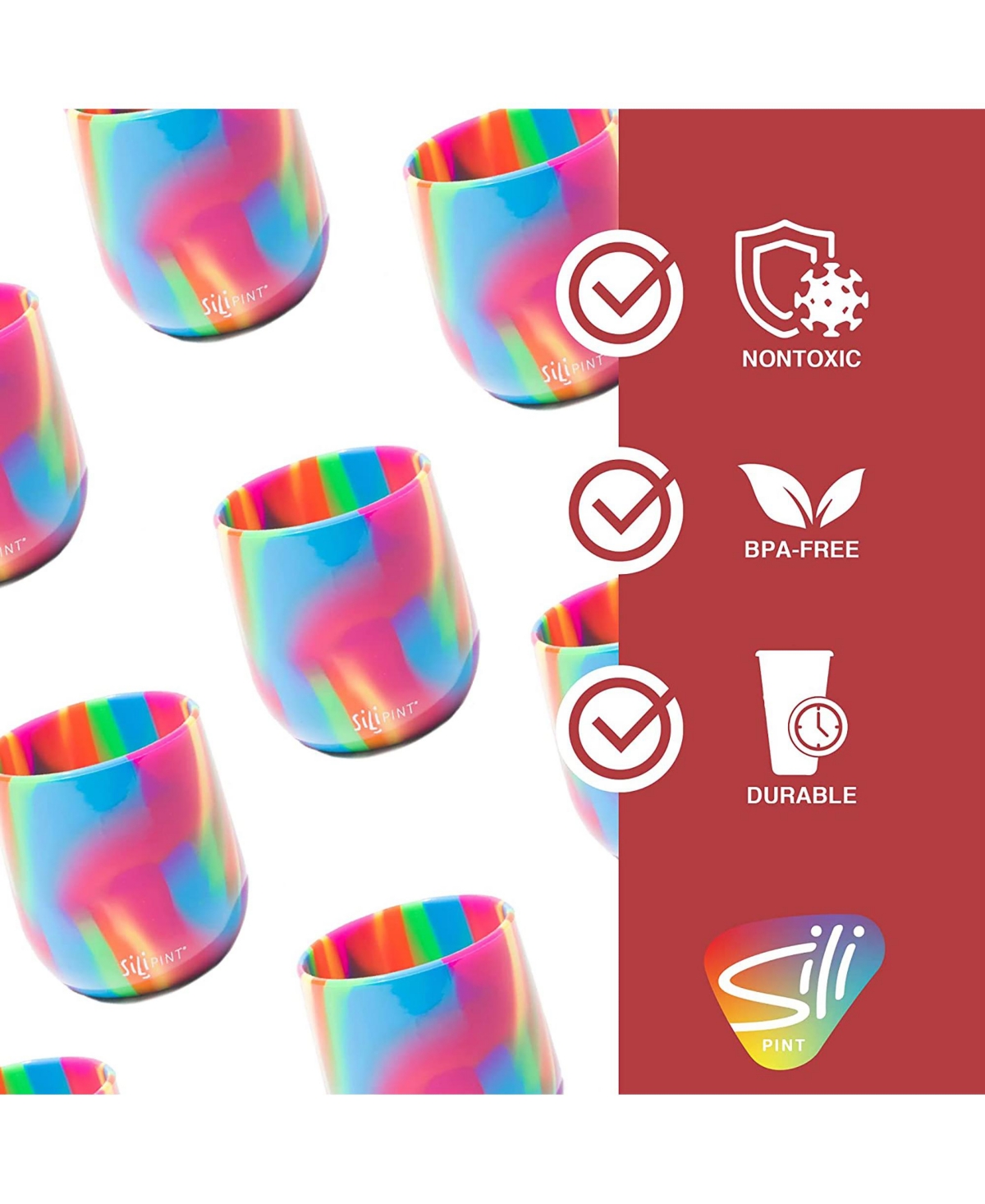 Silipint Stemless Wine Glasses 12oz: 6 pk - (3) Hippie Hops & (3) Arctic Sky - 3 hippie hops  3 arctic sky