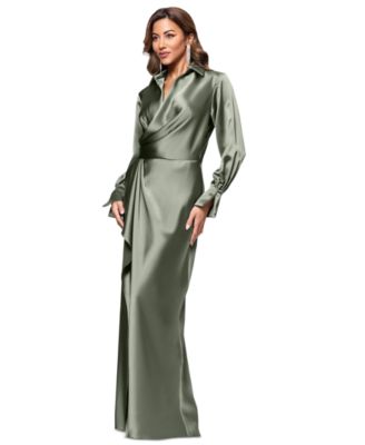 Women's Satin Shirtdress Gown