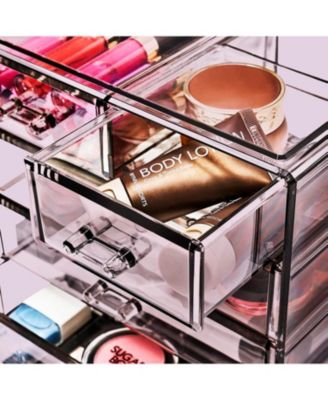 6 Drawer Clear Organizer Case for Cosmetics, Makeup and Jewelry (4 Large, 2 Small Drawers)