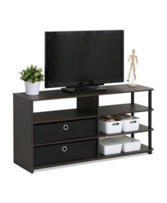 TV Stand Hold up to 50" Media Entertainment Center Bookcase Shelves with 2 Drawers
