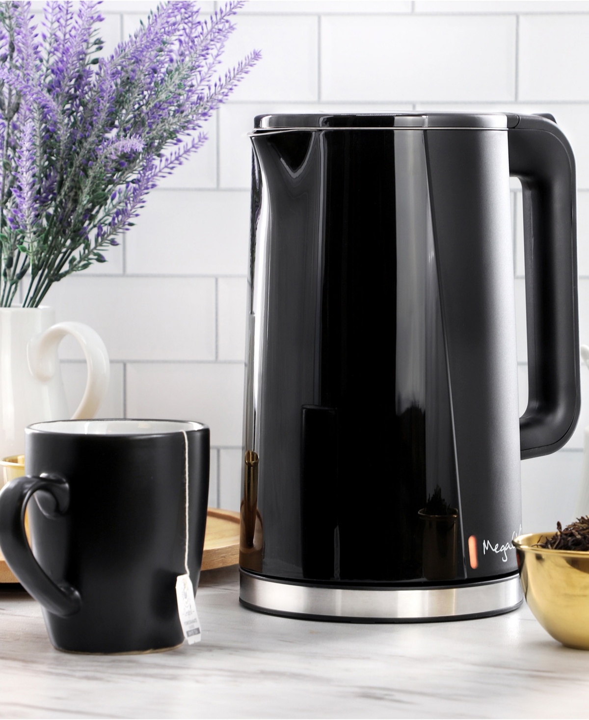 MegaChef 1.7 Quart Double Wall Stainless Steel Electric Tea Kettle
