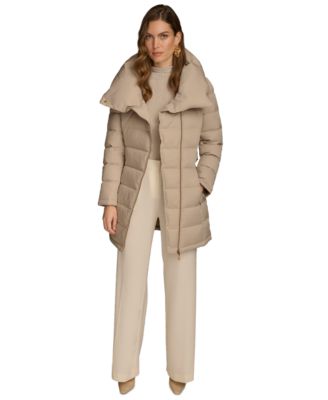 Women's Belted Asymmetric Puffer Coat