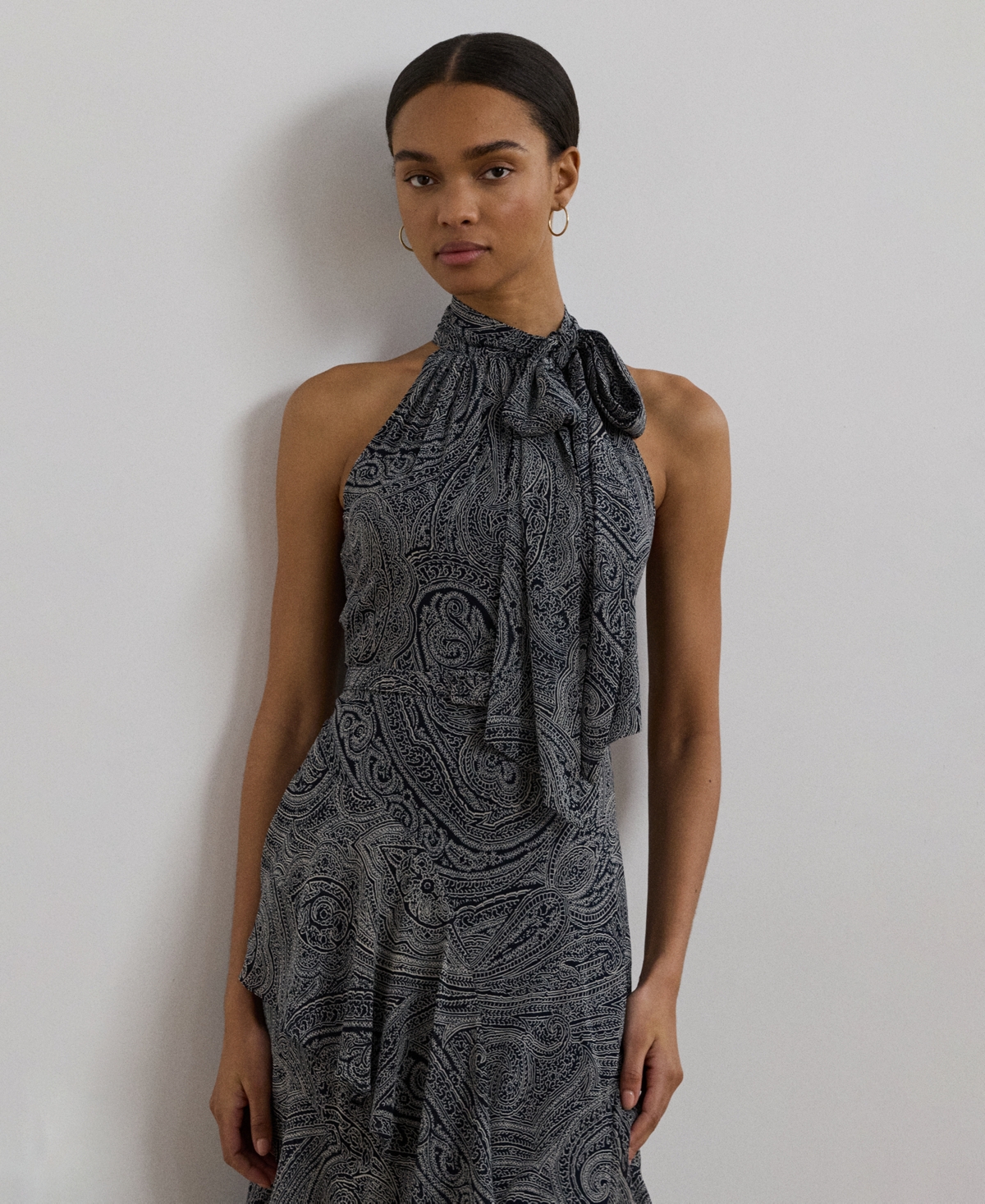 RALPH LAUREN WOMEN'S PAISLEY BELTED GEORGETTE TIERED GOWN 