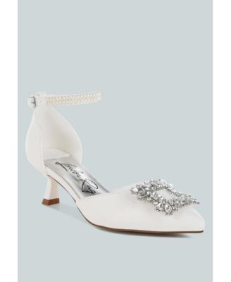 Womens Onkana Diamante Brooch Kitten Heel Sandals