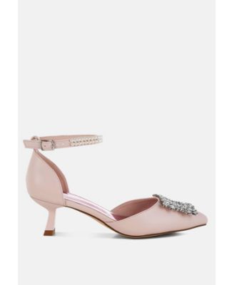 Womens Onkana Diamante Brooch Kitten Heel Sandals