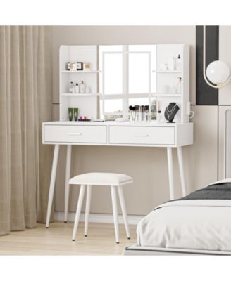 Makeup Vanity Desk, Vanity Mirror with Lights Desk and Chair