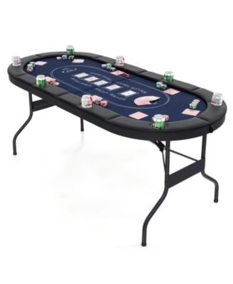 72 Inch Foldable Poker Table for 8 Players Portable Oval Card Board Game Table