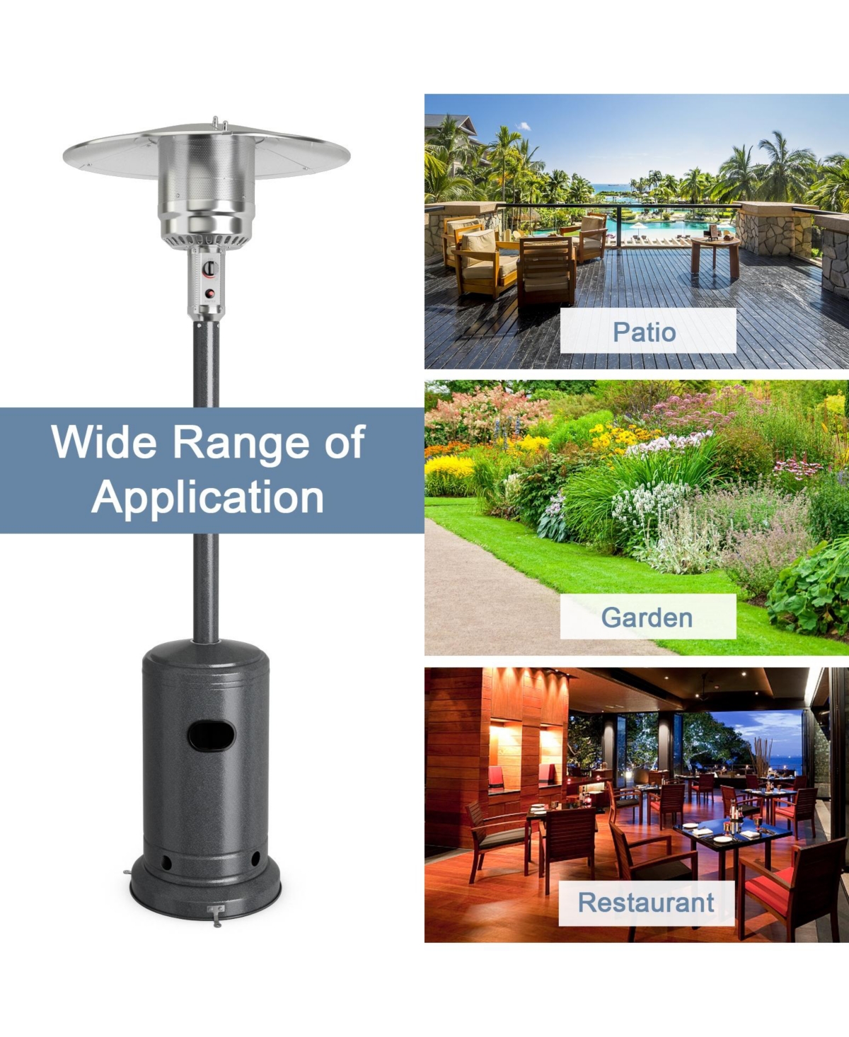 Gouun 50000 Btu Stainless Steel Propane Patio Heater with Trip over Protection