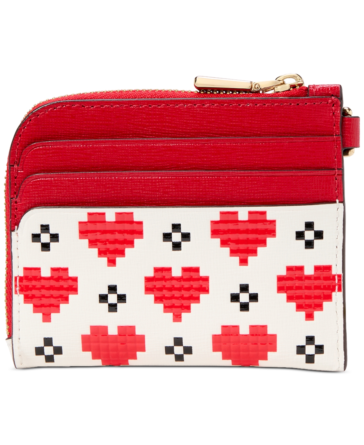 kate spade new york Devin Pixel Hearts Embossed Saffiano Leather Card Case Wristlet