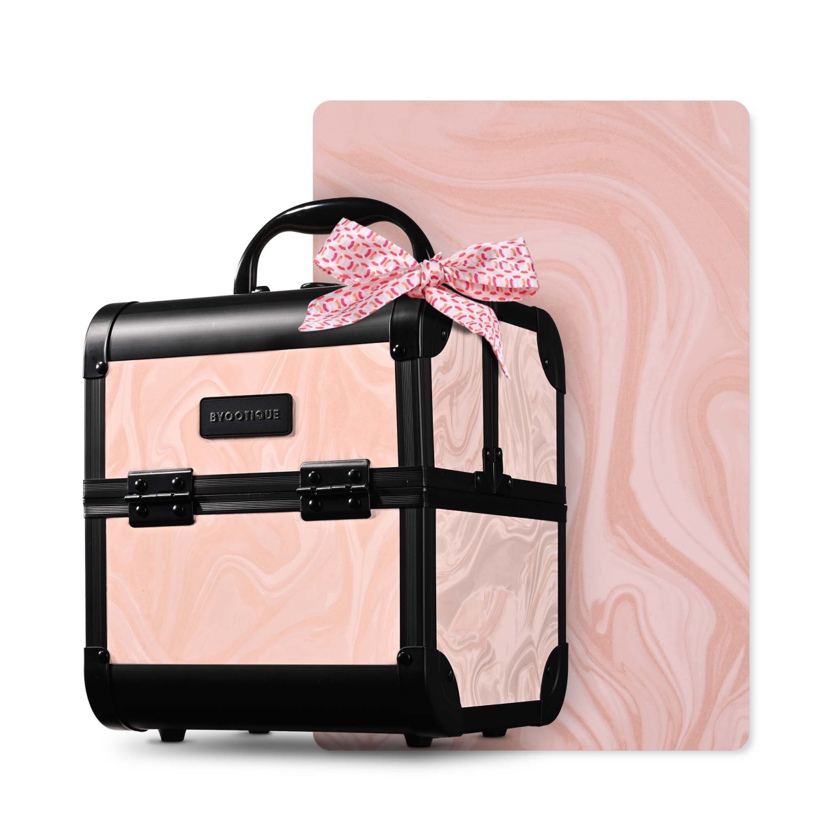 Byootique Makeup Train Case Cosmetic Organizer w/ Mirror Tray Artist Cb Dusk