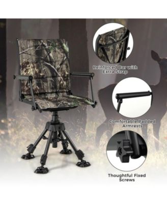 Swivel Hunting Chair with 4 360° Adjustable Legs Folding Silent Swivel Blind Chair Camouflage