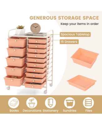 15-Drawer Rolling Storage Cart for Tools, Scrapbook Paper, Office and School Organization